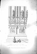 Original Old Antique Print 1853 Sculpture Piloni Della Facciata Architcture