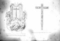 Original Old Antique Print 1853 Meccanismo Angels Cross Sacro Choido Victorian