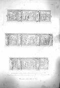 Old Print Ref.970 1853 Architecture Sculpture Bassirilievi Esterni Dietro