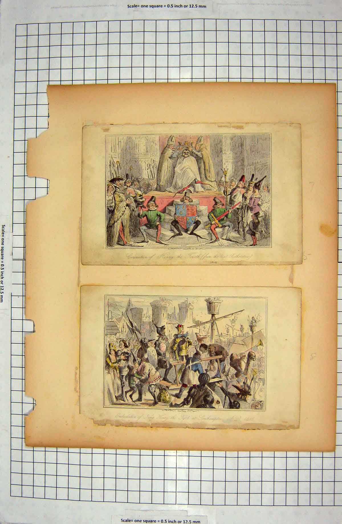 Original Old Antique Print Coronation King Henry Embarkation Ship Southampton