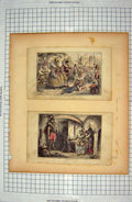Original Old Antique Print Queen Elizabeth Walter Raleigh Guide Fawkes Comedy
