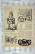 Original Old Antique Print 1890 Marriage Stanley Tennant Ashburton Westminster