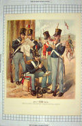 Original Old Antique Print Artillery Infantry Dragoon Full Dress War Siers