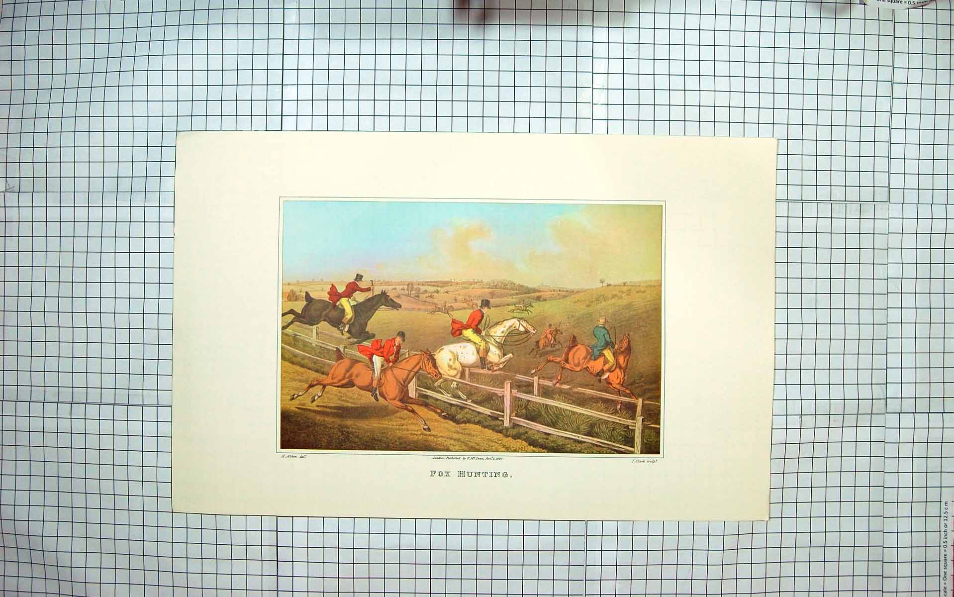 Original Old Vintage Print 1970 1820 Fox Hunting Horses Huntsmen Clark Alken