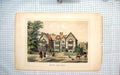 Original Old Antique Print Dutton Colour Ley Weobly Horses Mansion House