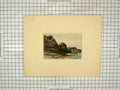 Original Old Antique Print Colour Painting Landscape Beach Cliffs Scene