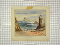 Original Old Antique Print Colour Gower Bay Beach Scene Sea Birds