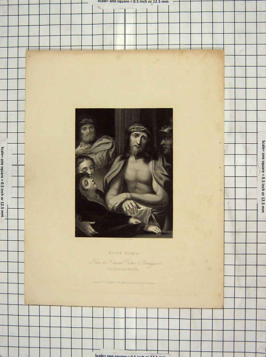 Original Old Antique Print Engraving Ecce Homo National Gallery