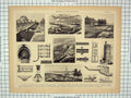 Original Old Antique Print Hydraulic Engineering Canal Lock Tunnel Dredge Suez
