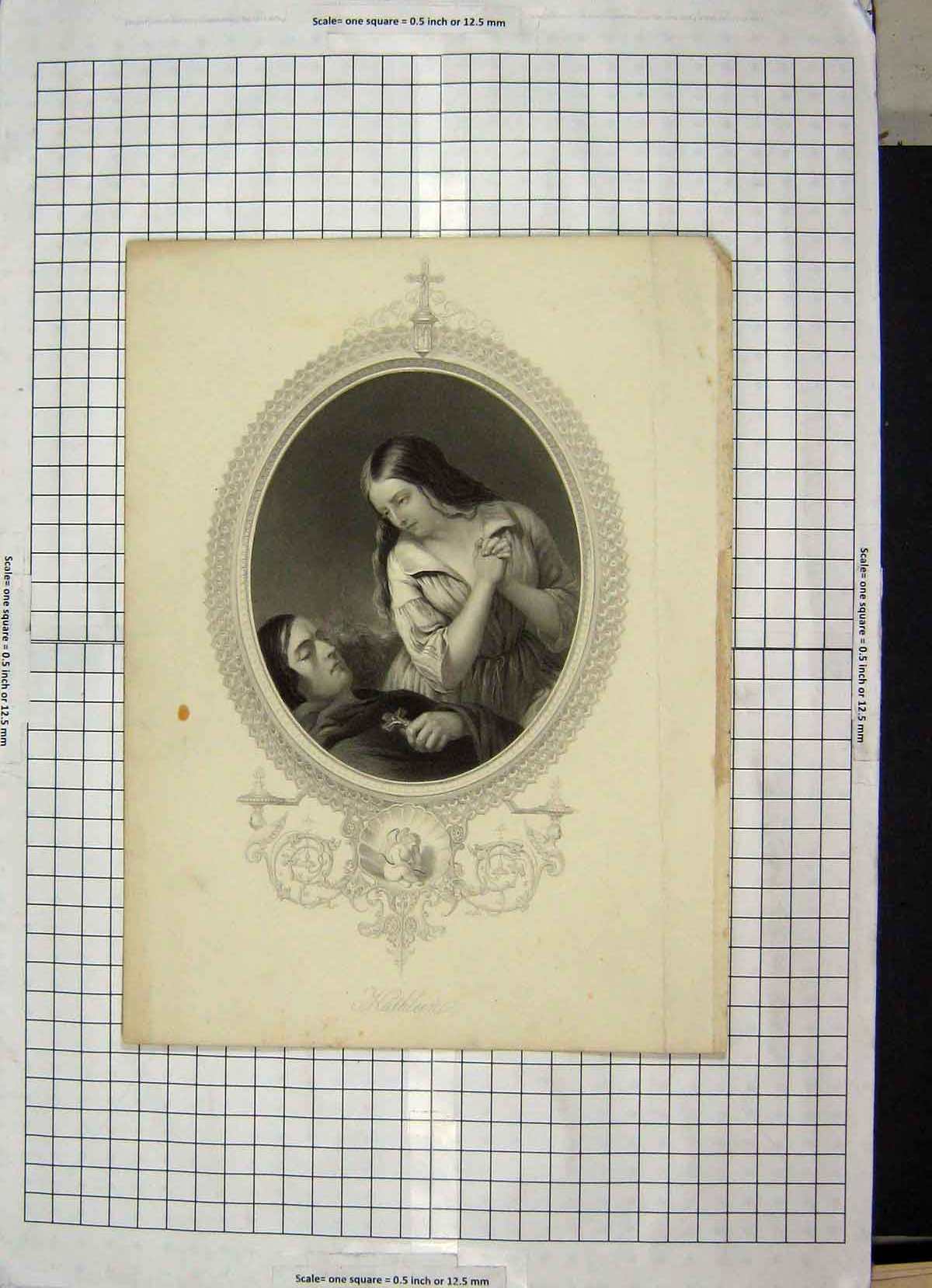 Original Old Antique Print Portrait Kathleen Beautiful Girl