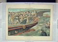 Original Old Antique Print Colour 1894 River Scene Boats Rescue 19th