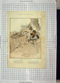 Original Old Antique Print Colour 1894 Sleep Lady Man Romance 19th