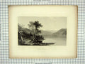Original Old Antique Print View Lake George Mountains Trees Engraving