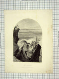 Original Old Antique Print View Catskills Cliffs Mountains Hunt Fenn Engraving