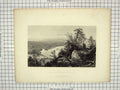 Original Old Antique Print Engraving View Connecticut Valley Mount Tom Hunt