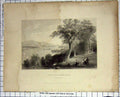 Original Old Antique Print 1839 View Hyde Park Hudson River Yachts Richardson