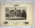 Original Old Antique Print State House Newport England Architecture Engraving