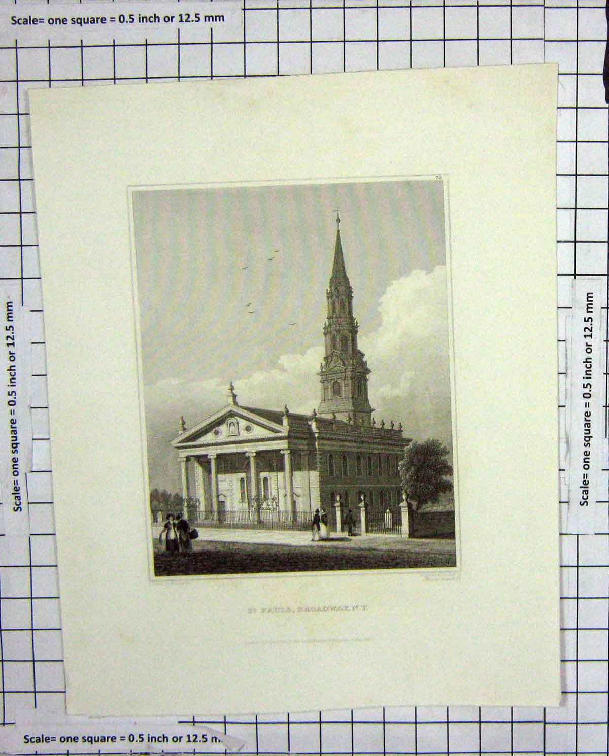 Old Antique Print 1831 St. Paul'S Broadway New York America Davis Fenner 19th