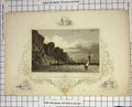 Antique Old Print *975 Palisade Rocks Hudson River West Bank New York America