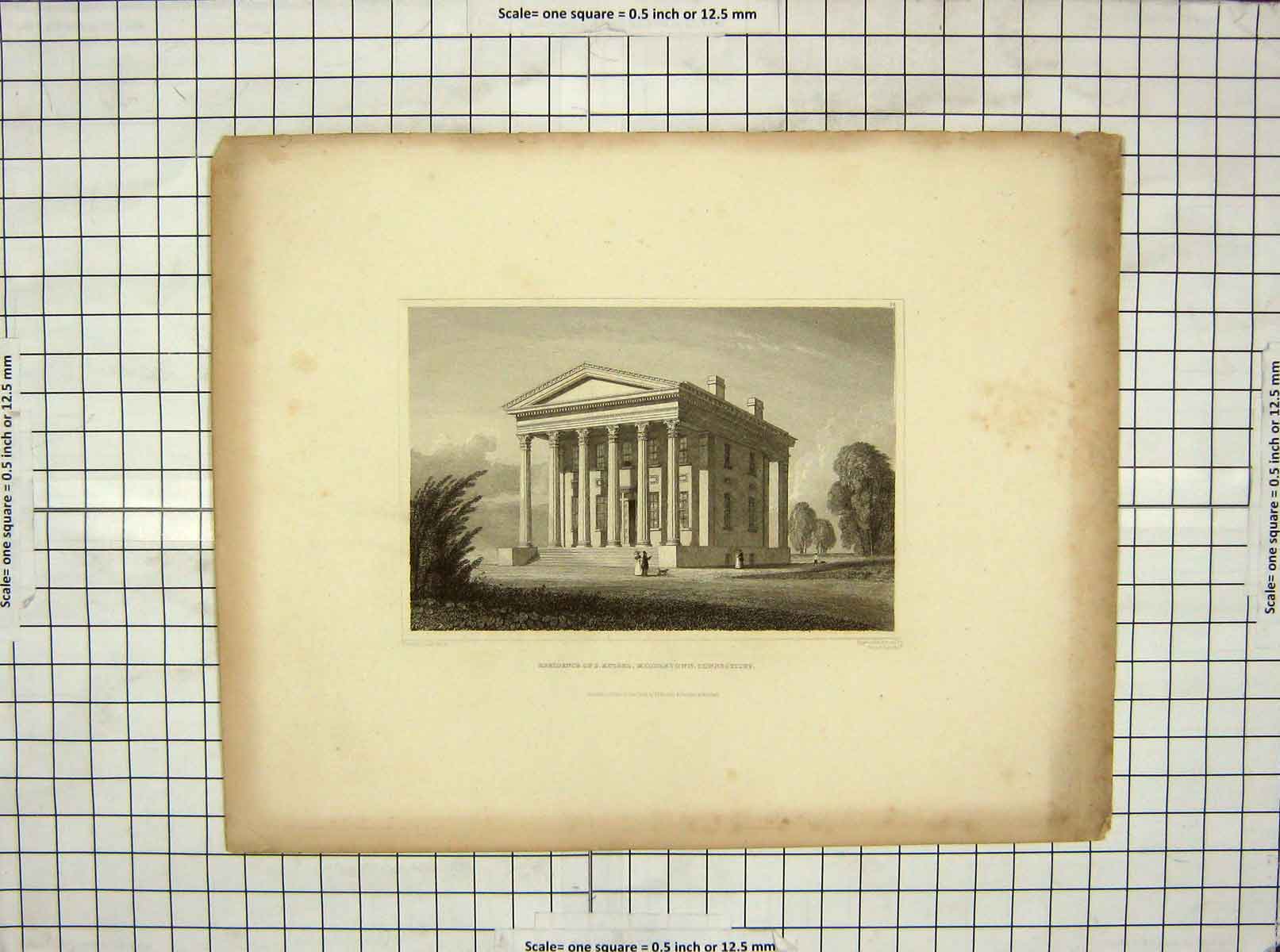 Old Antique Print Residence Russell Middleton Connecticut America Fenner