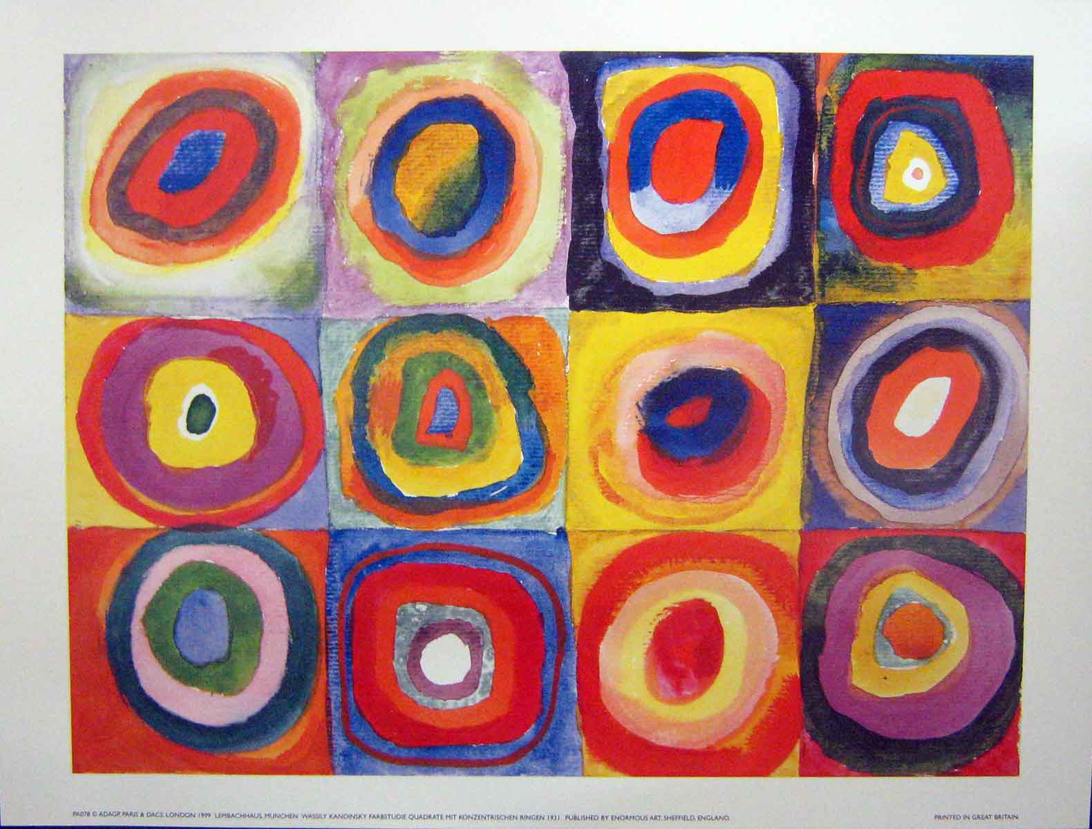Original Old Vintage Print C1980 Colour Shapes Circles Lembachhaus Wassily 20th
