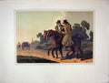 Original Old Antique Print 1885 Colour Men Horses Engraving Walker Baden 19th