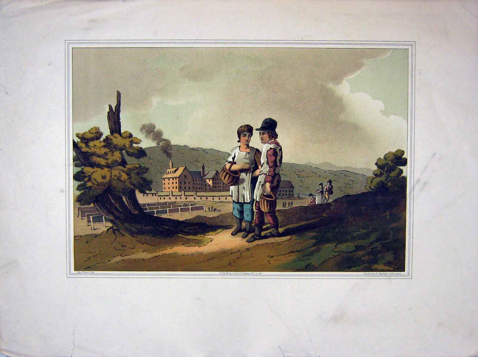 Original Old Antique Print 1885 Colour Faiseuese Galette Farine D'Avoine 19th