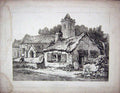 Original Old Antique Print 1821 Prout House Church Architecture 19th Century