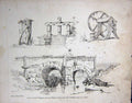Original Old Antique Print 1820 River Bridge Mill Man Fishing Harley Rowney