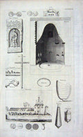 Original Old Antique Print House Architecture Cross Furnace Herts
