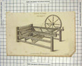 Original Old Antique Print 1827 Cloth Woollen Spinning Jenny Wheel Industry
