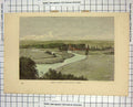 Original Old Antique Print Colour View Great Marlow Quarry Woods River