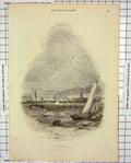Original Old Antique Print View Isle Thanet Ramsgate Boats
