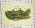 Original Old Antique Print Colour Walmer Castle Kent England Gardens