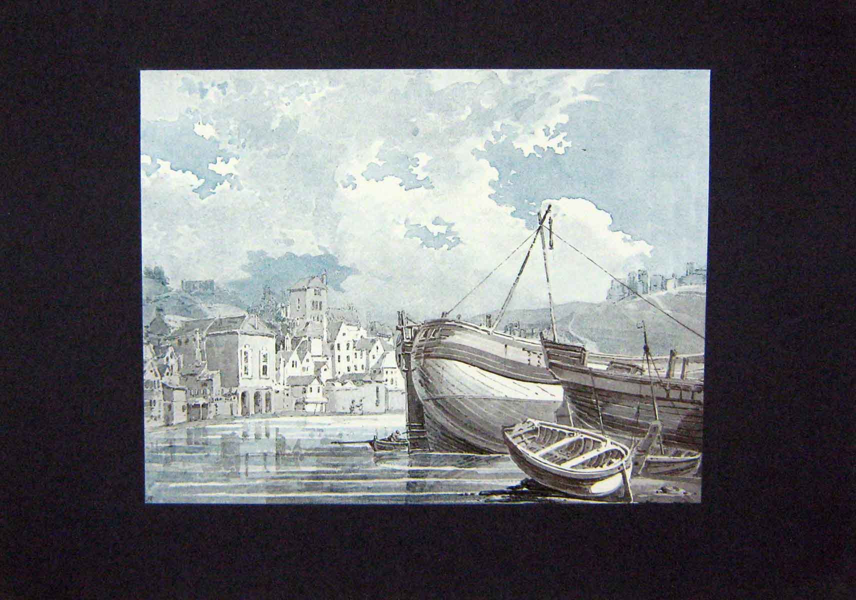 Original Old Antique Print C1900 Colour Pent Dover England Rawlinson Victorian