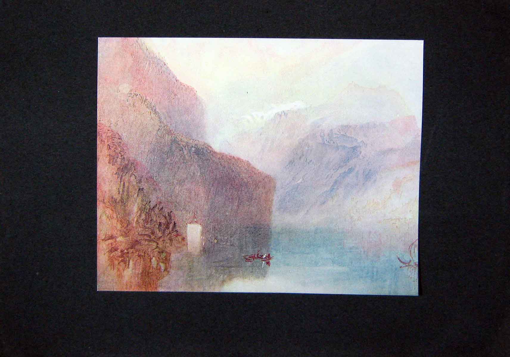 Original Old Antique Print C1900 Colour Tell'S Chapel Fluelen Rawlinson 20th