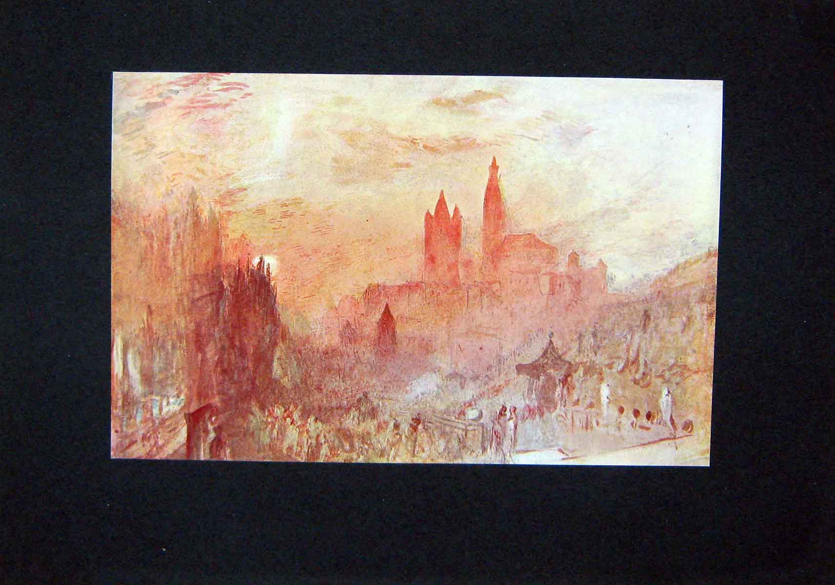 Original Old Antique Print C1900 Colour View Lausanne National Gallery 20th
