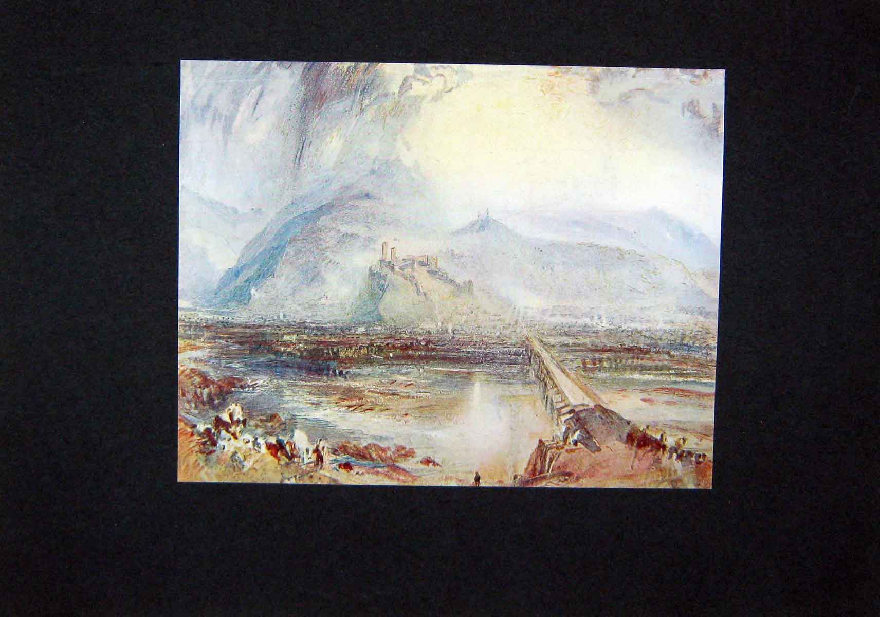 Original Old Antique Print C1900 Colour Bellinzona Raod Locarno London 20th