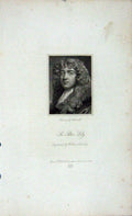 Original Old Antique Print 1823 Portrait Sir Peter Lely William Edwards 19th