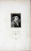 Original Old Antique Print 1823 Portrait Joshua Reyns Smith Engraving 19th