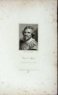 Original Old Antique Print 1823 Portrait Daniel Mytens Smith Engraving 19th