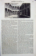 Original Old Antique Print 1840 Interior Grand Court Palace Medeya Architecture