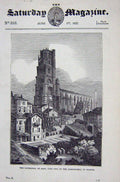 Original Old Antique Print 1837 Cathedral Alby City Albingeneses France 19th