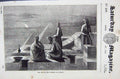Original Old Antique Print 1840 Scene Top Pyramid Cheops Moonlight Victorian