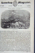 Original Old Antique Print 1840 View Kaffir Village Africa 19th