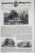 Original Old Antique Print 1840 Coffee House School Byrmadrais Algiers Mosque
