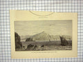 Original Old Antique Print Cape Colonna Ruins Temple Minerva Greece Boats