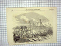 Original Old Antique Print 1849 Dry Dock Works United States Navy Yard New York