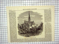 Original Old Antique Print 1867 New English Church Cannes France Architecture