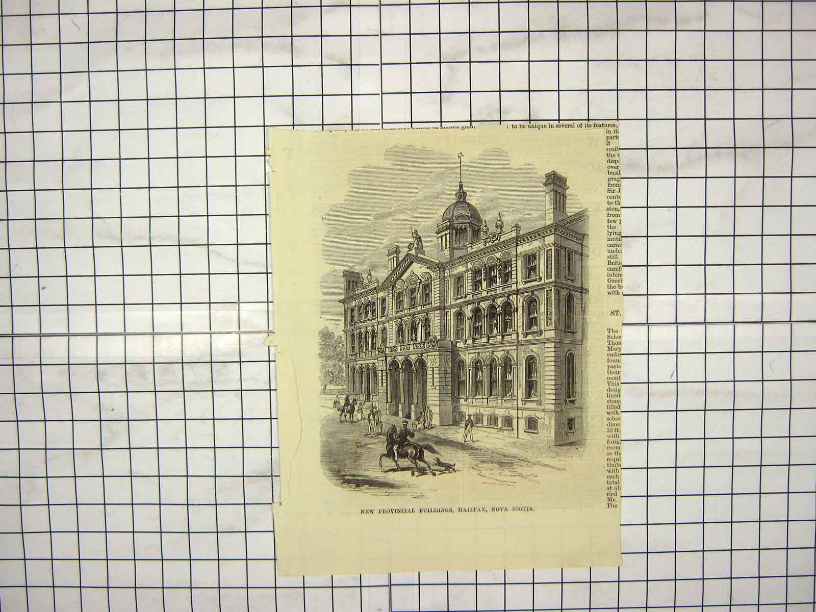Old Antique Print Provincial Buildings Halifax Nova Scotia Architecture